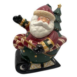 Vintage Debbie Mumm Santa's Spirit Ceramic Cookie Jar Christmas Decor 10.2"